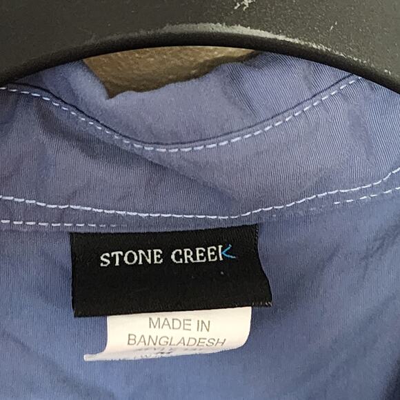 Stone Creek Mens Shirt Size M Blue Long Sleeve Button Down Nylon Pockets Vented - Picture 6 of 10